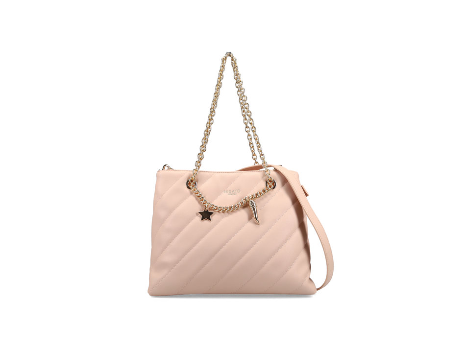 Pink quilted shoulder bag