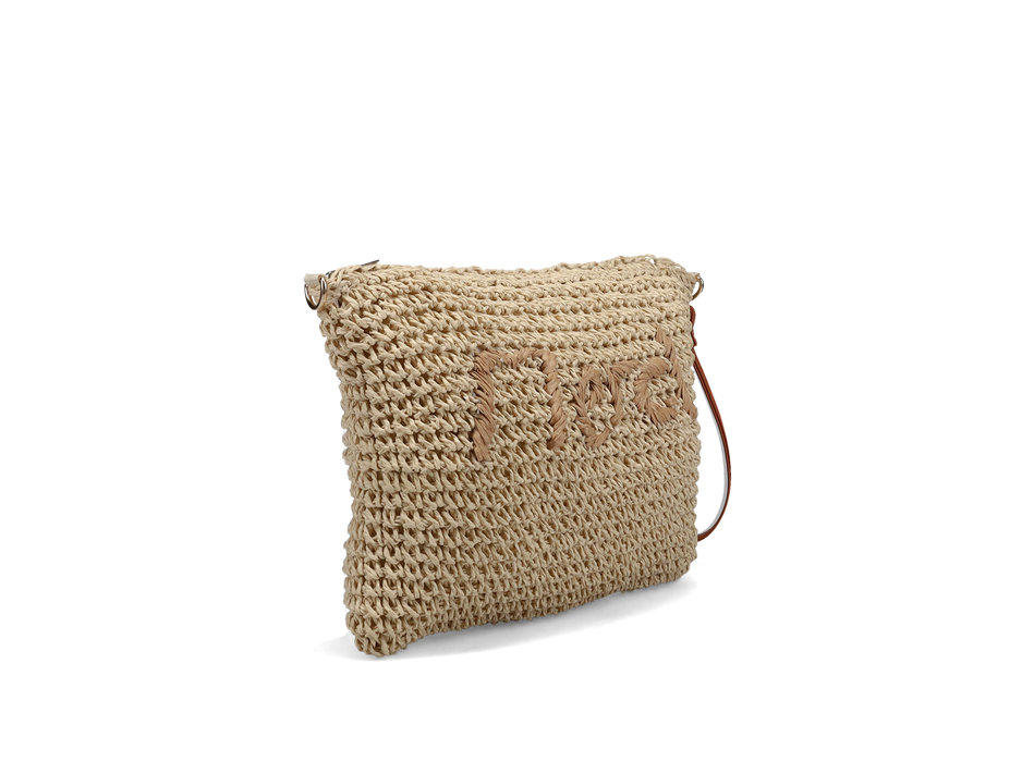 Beige straw clutch