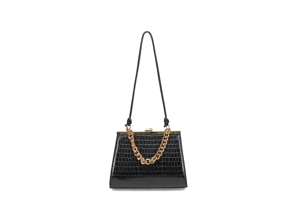 Βlack croc shoulder bag