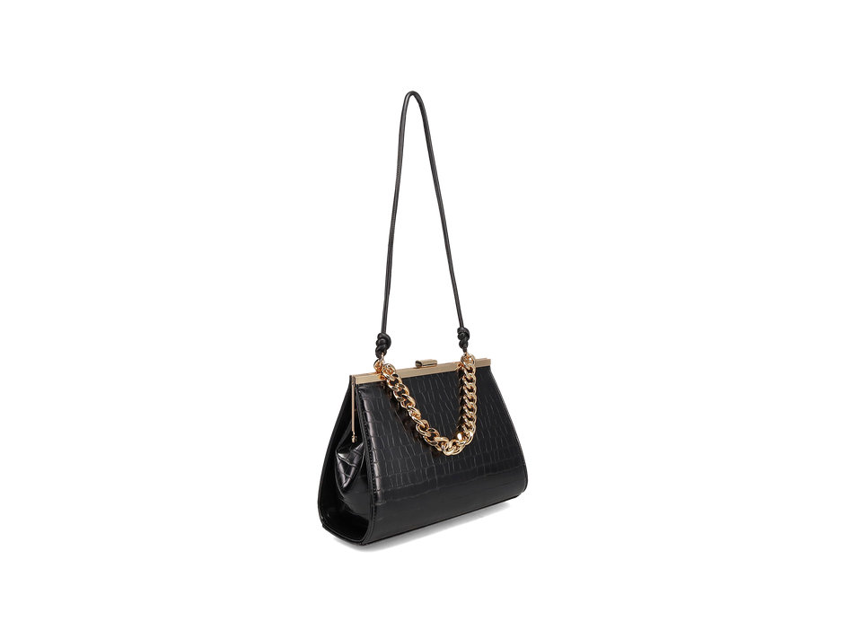 Βlack croc shoulder bag