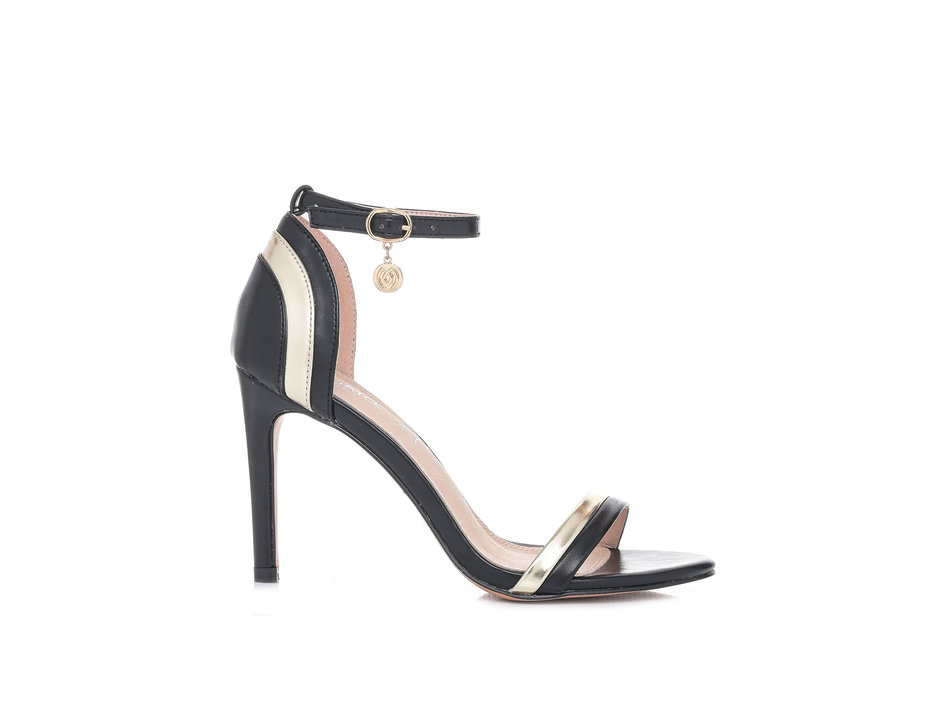 Black metallic sandal with band