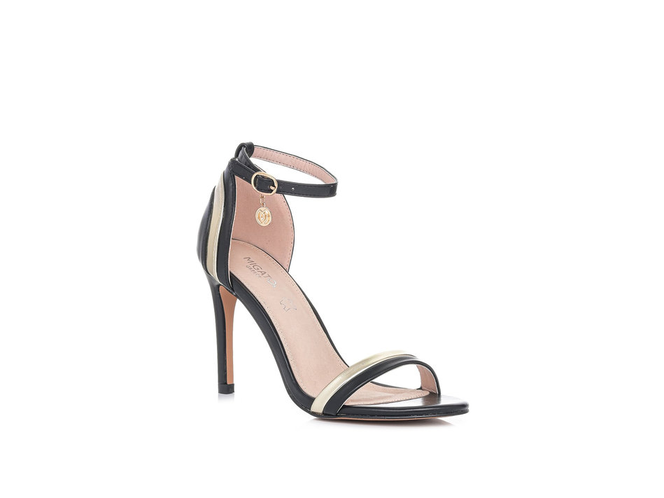 Black metallic sandal with band