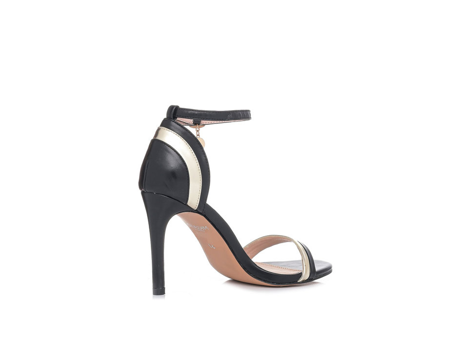 Black metallic sandal with band