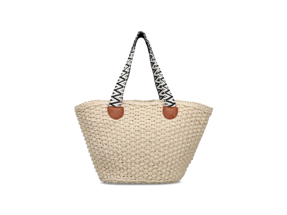 Beige straw shoulder bag