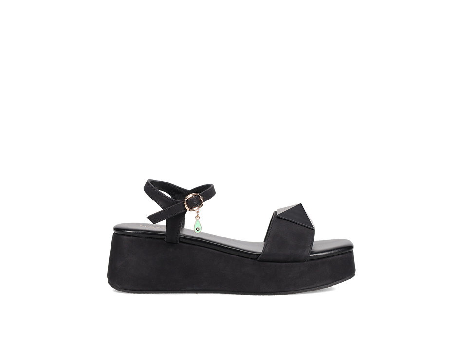 Black wedge sandal