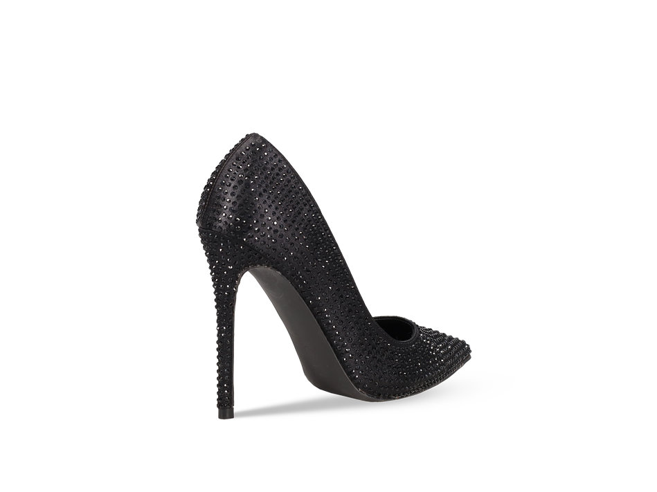 Black rhinestone pump