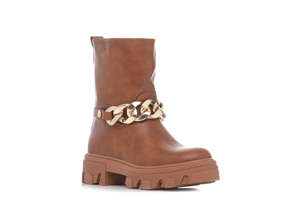 Brown bootie with chain