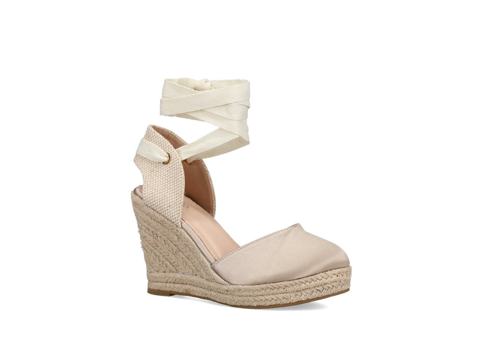 Beige satin wedge espadrille