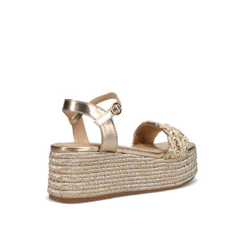 Gold metallic wedge sandals on sale