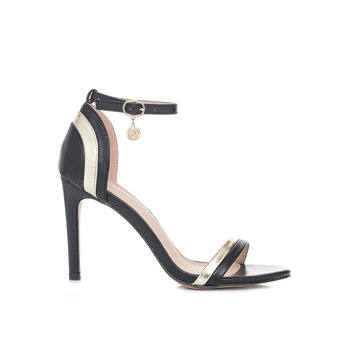 Black metallic sandal with band