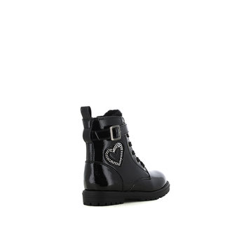 Kids black patent army bootie