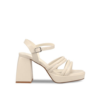 Ecru block heel sandal