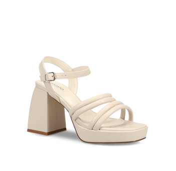 Ecru block heel sandal