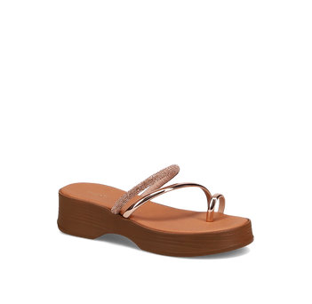 Rose gold wedge sandal