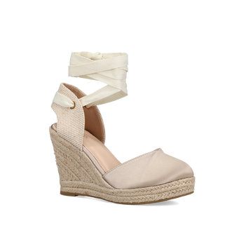 Beige satin wedge espadrille