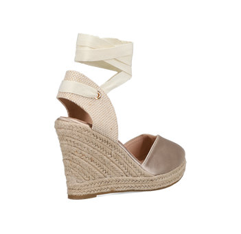 Beige satin wedge espadrille