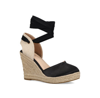 Black satin wedge espadrille