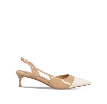 Beige patent pump