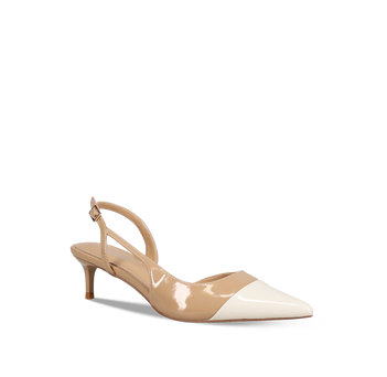 Beige patent pump