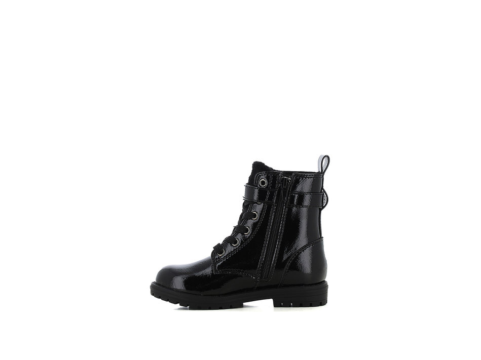 Kids black patent army bootie