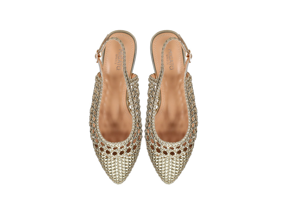 Gold woven ballet flat