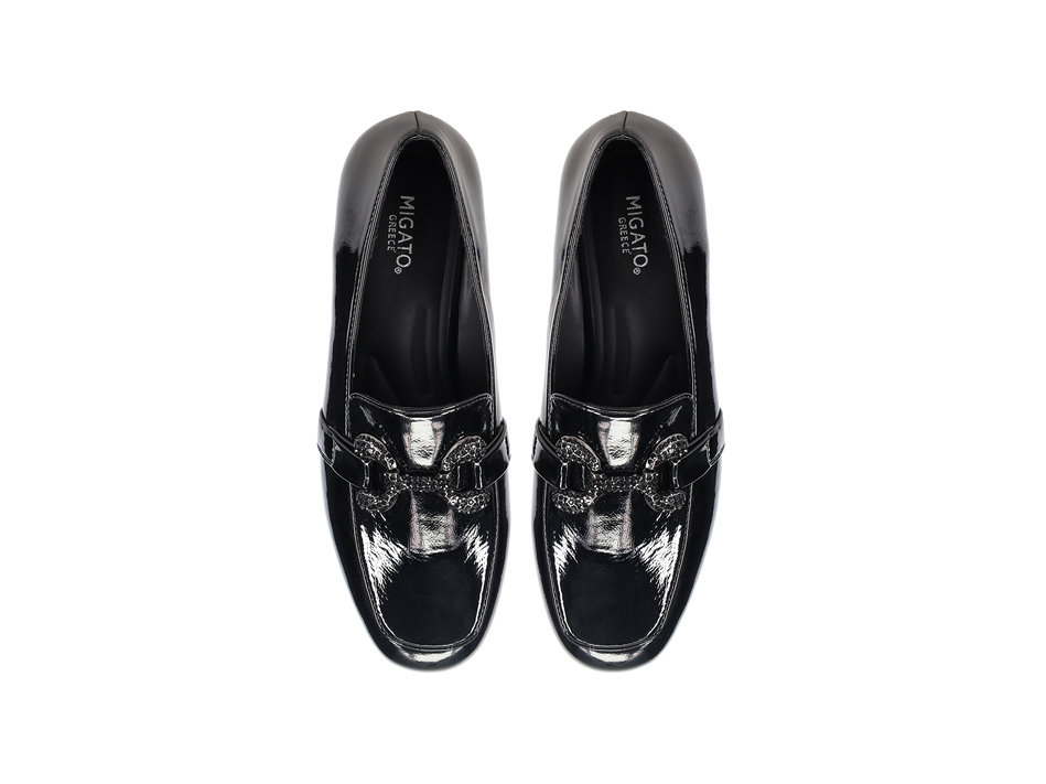 Black patent loafer